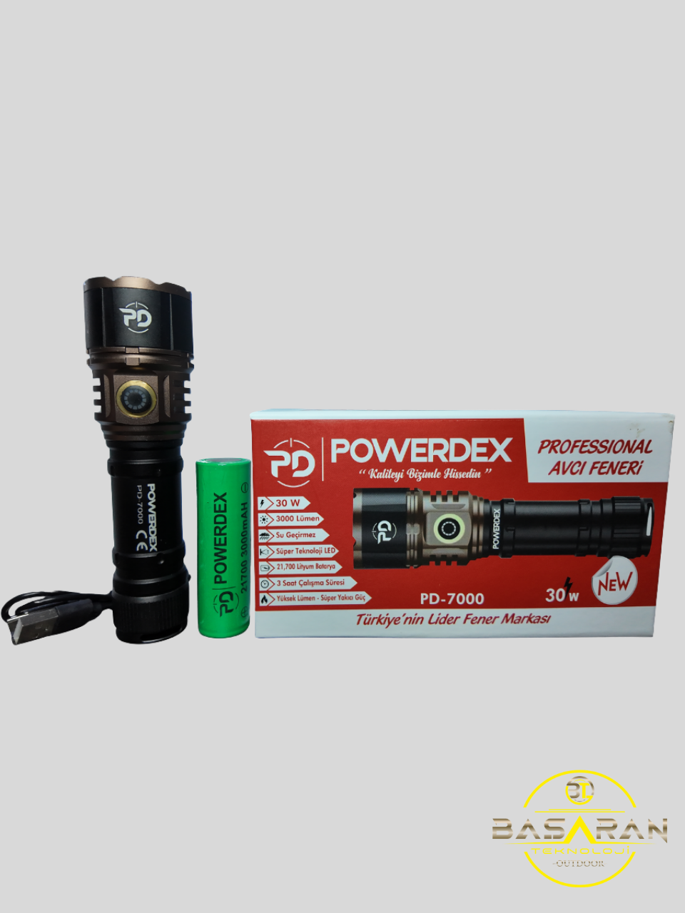 Powerdex Pd-7000 30W 3000 Lümen Profesyonel El Feneri