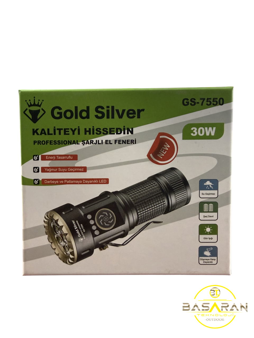 Gold Silver Gs-7550 30W Profesyonel Şarjlı El Feneri