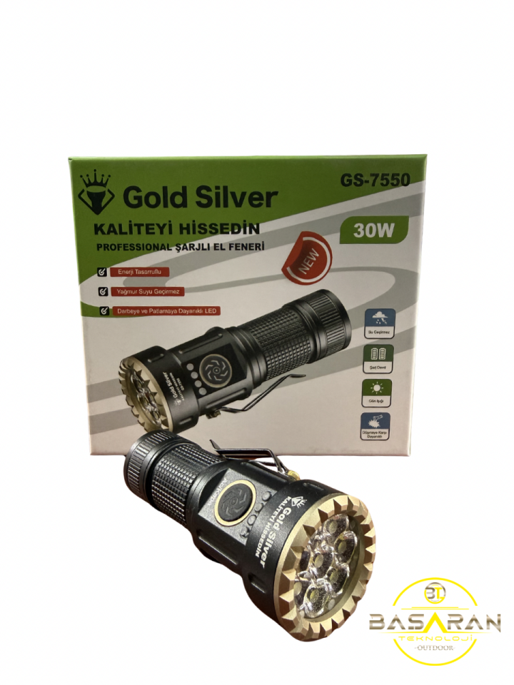 Gold Silver Gs-7550 30W Profesyonel Şarjlı El Feneri