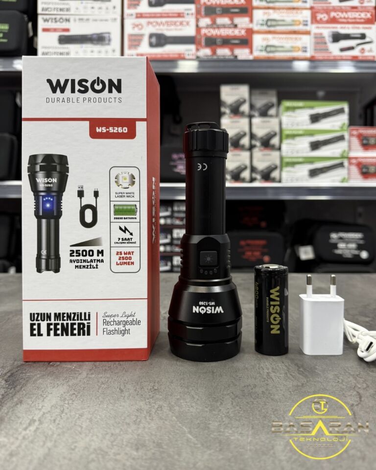 Wıson Ws-5260 25watt 2500 Lumen Uzun Menzilli El Feneri