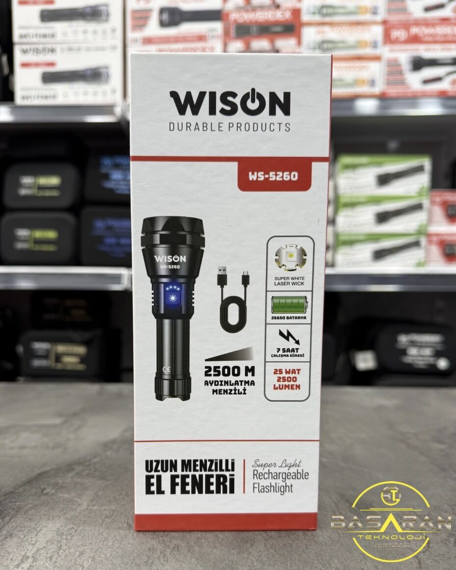Wıson Ws-5260 25watt 2500 Lumen Uzun Menzilli El Feneri