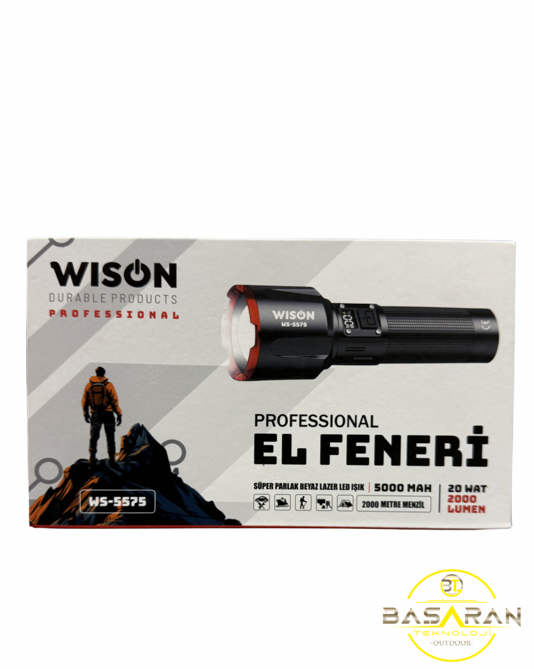 Wıson Ws-5575 20 Wat 2000 Lümen Profesyonel Şarj Edilebilir El Feneri