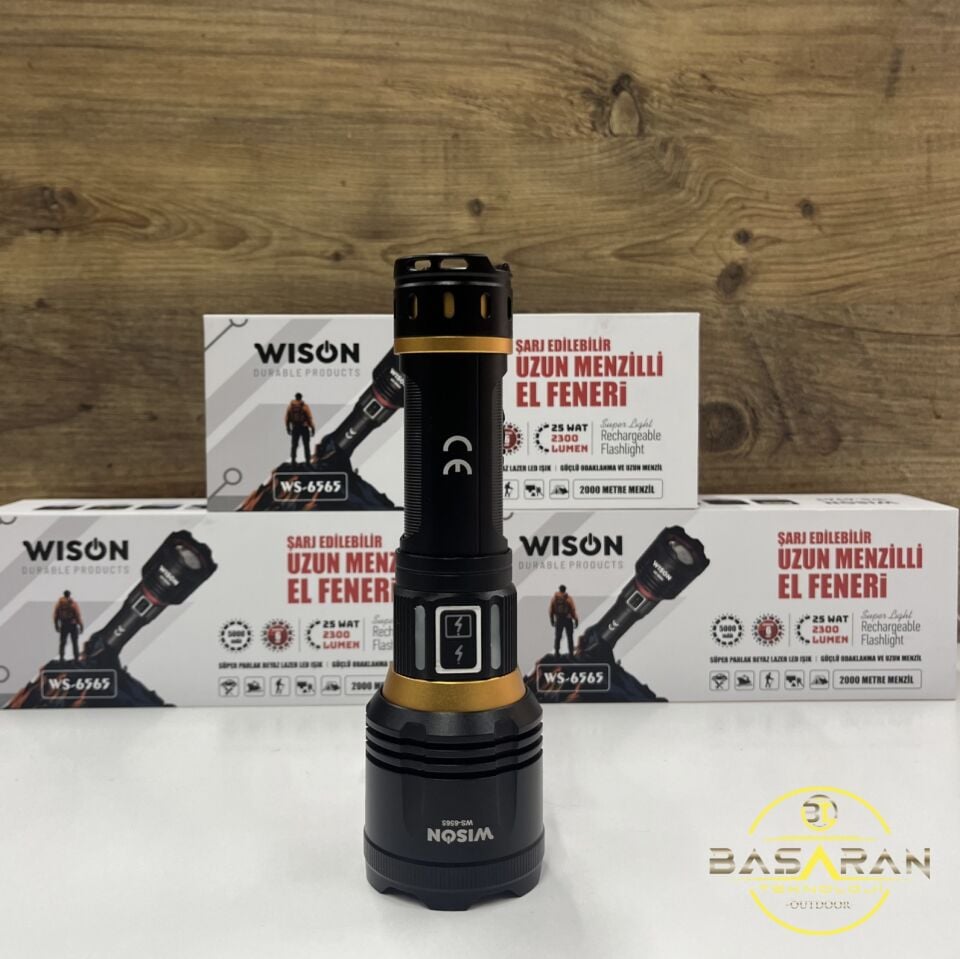 Wison Ws-6565 25W 2300 Lümen Şarjlı Uzun Menzilli El Feneri