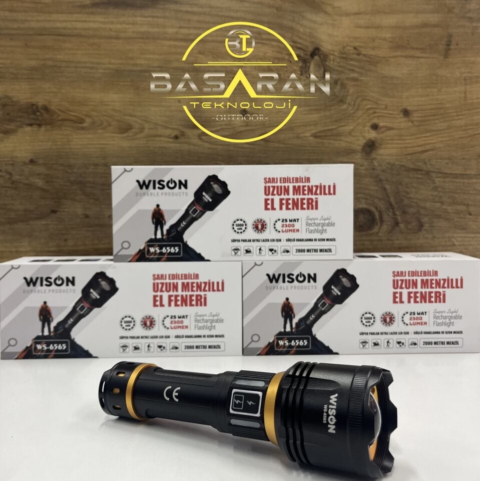 Wison Ws-6565 25W 2300 Lümen Şarjlı Uzun Menzilli El Feneri