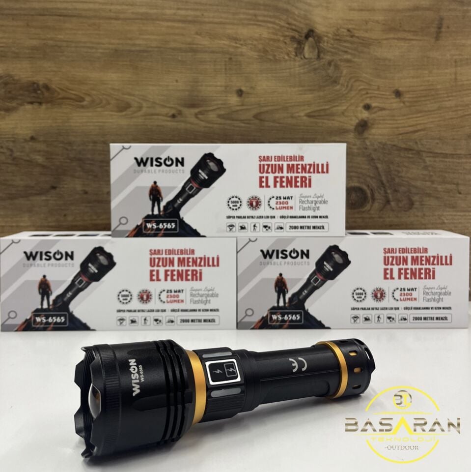 Wison Ws-6565 25W 2300 Lümen Şarjlı Uzun Menzilli El Feneri