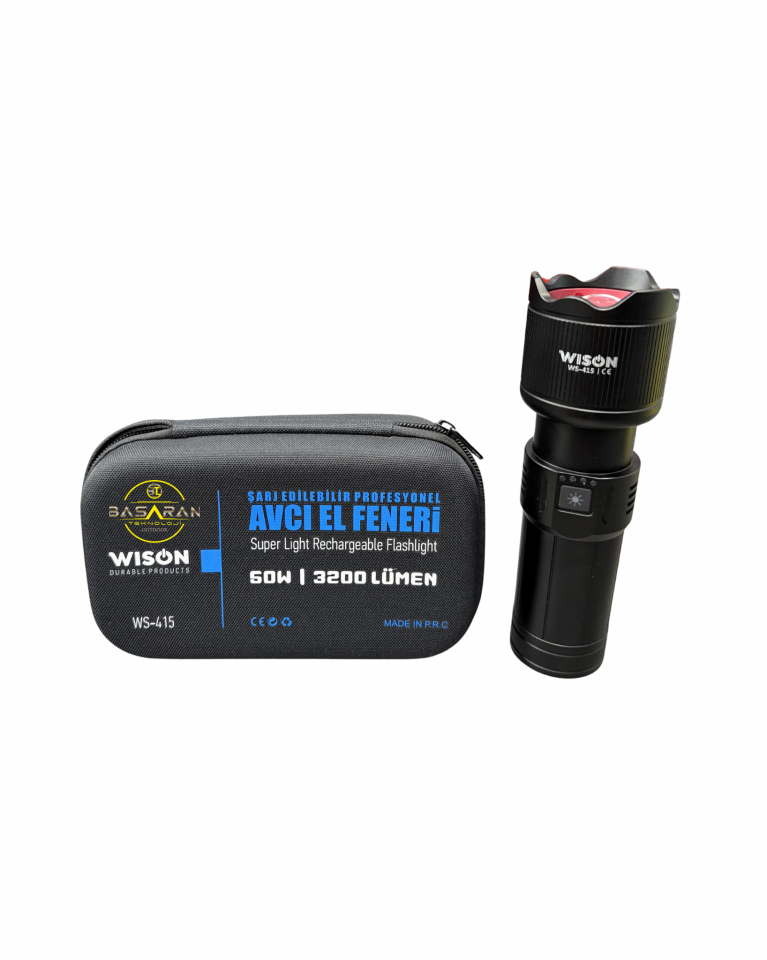 Wison WS-415 50W 3200 Lümen Profesyonel Şarj Edilebilir Avcı El Feneri