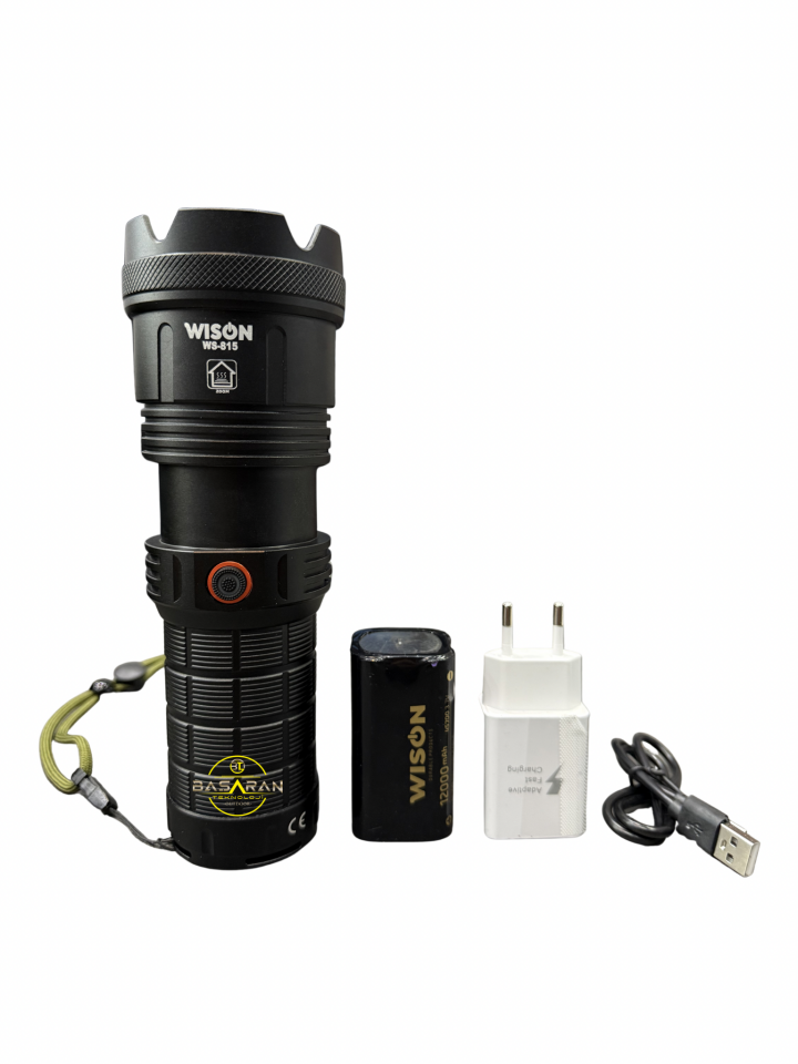 Wison Ws-815 4500 50 Watt Lümen Şarj Edilebilir Zoomlu Profesyonel El Feneri
