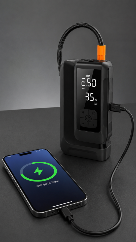 Awareness Jump Starter 18.000 mAh Akü Takviye Cihazı Kompresörlü Hava Pompası Powerbank