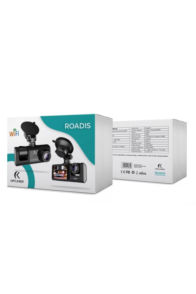 Katjmer ROADİS (Wifi) Full Hd 3 Kameralı Araç İçi Kamera