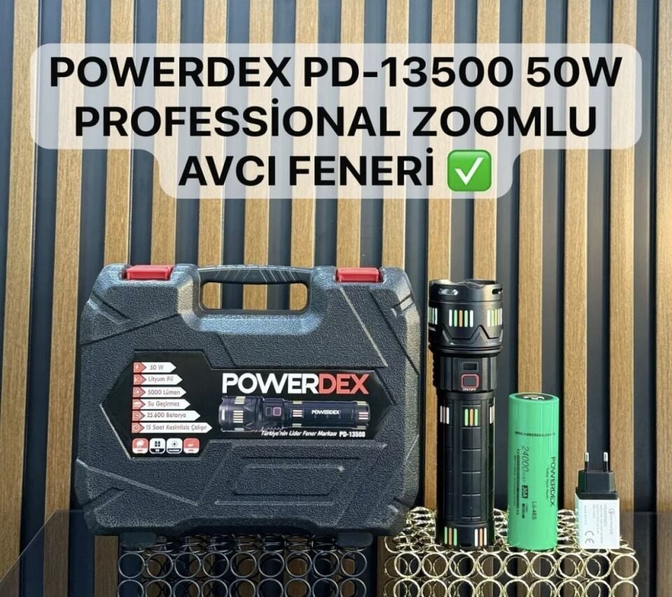 Powerdex Pd-13500 50w 5000 Lümen Profesyonel Büyük Avcı Feneri Zoomlu