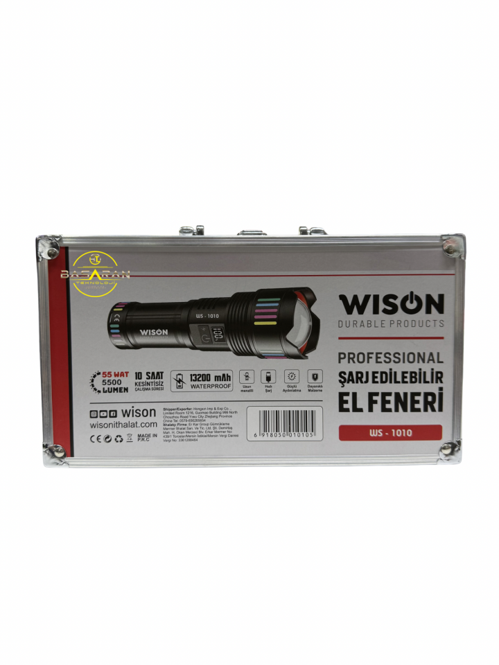 Wison WS-1010 55W 5500 Lümen Profesyonel Şarj Edilebilir El Feneri