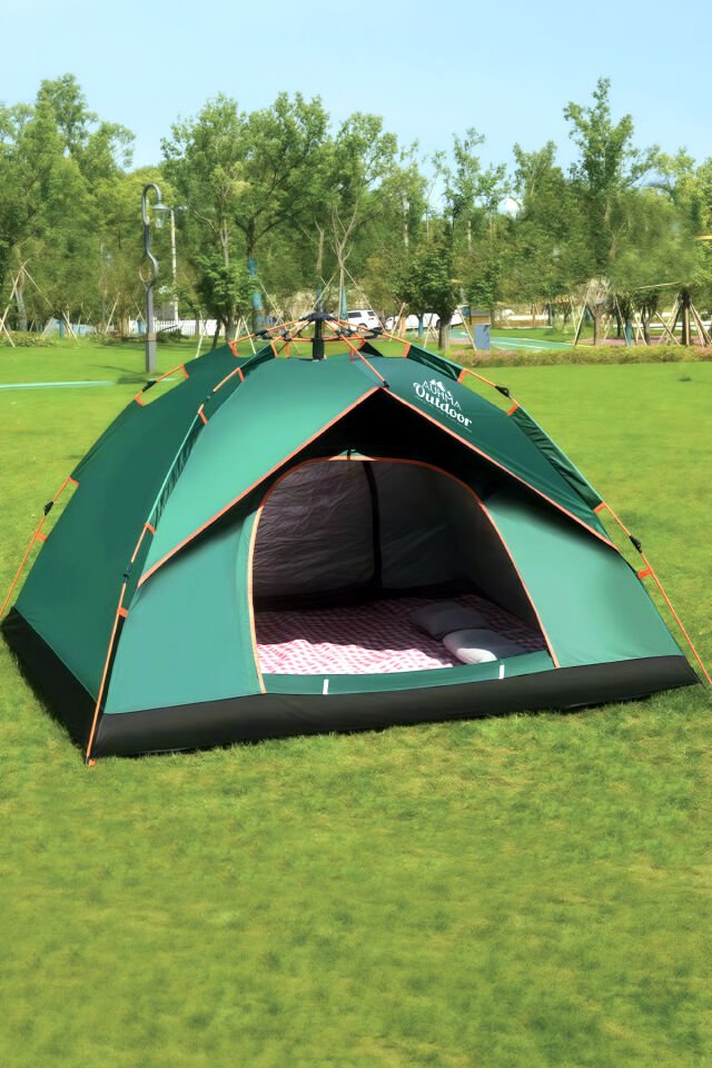 Auhma Outdoor AC6634 Otomatik Kamp Çadırı Yeşil 200x150x120 cm Çift Katmanlı Su Geçirmez 3 Saniyede Kurulum Kamp Çadırı