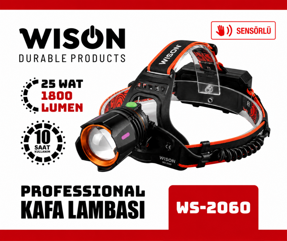 Wison WS-2065 25 Watt 1800 Lümen Profesyonel Şarjlı Kafa Feneri