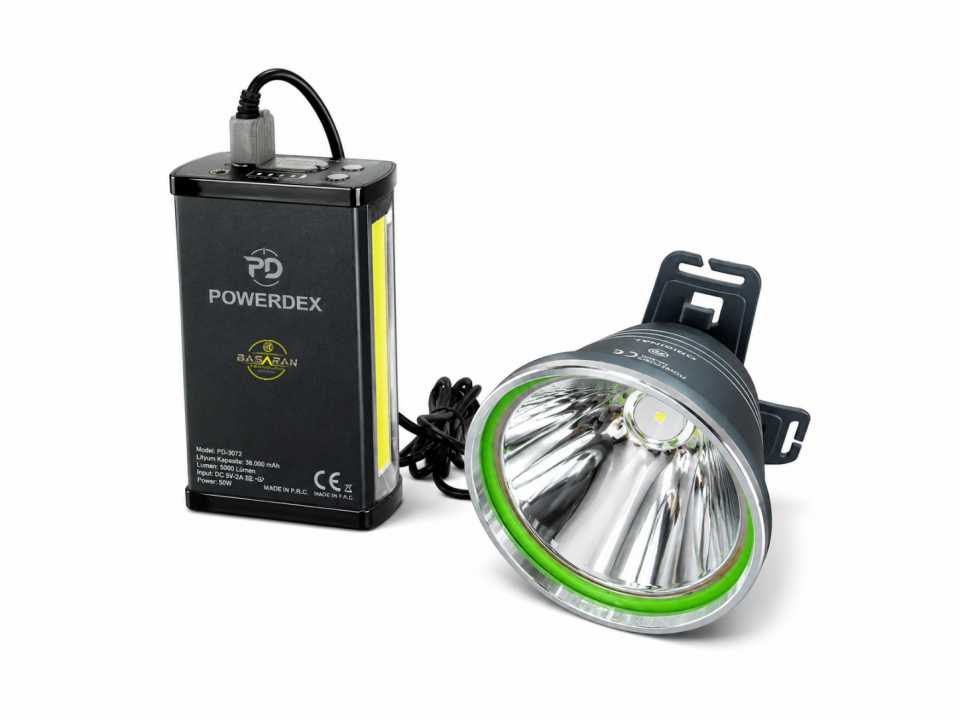 Powerdex PD-3072 50W 5000 Lümen 38000mAH Powerbenk Kafa Feneri & Işıldak