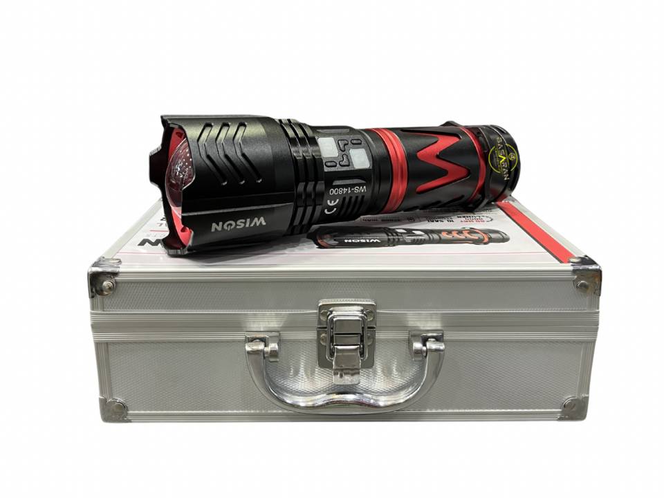 Wison WS-14800 Zoomlu Profesyonel Şarj Edilebilir El Feneri 8000 Lümen 80 Watt
