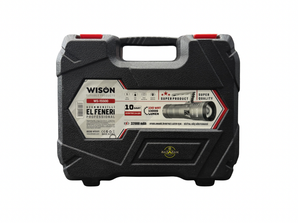 Wison WS-15500 130WAT 13000 Lümen Uzun Menzilli Şarjlı Profesyonel El Feneri
