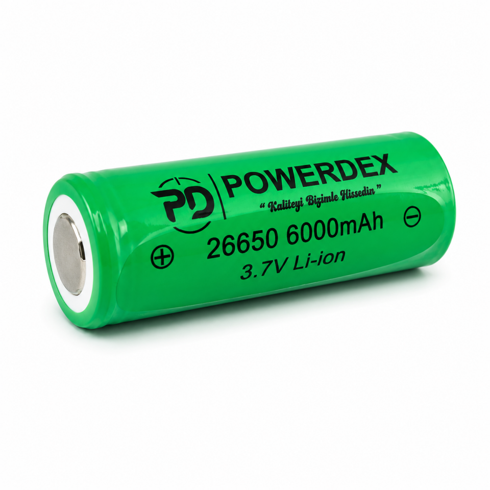Powerdex 26650 3.7V 4800mAh Şarj Edilebilir Li-ion Pil