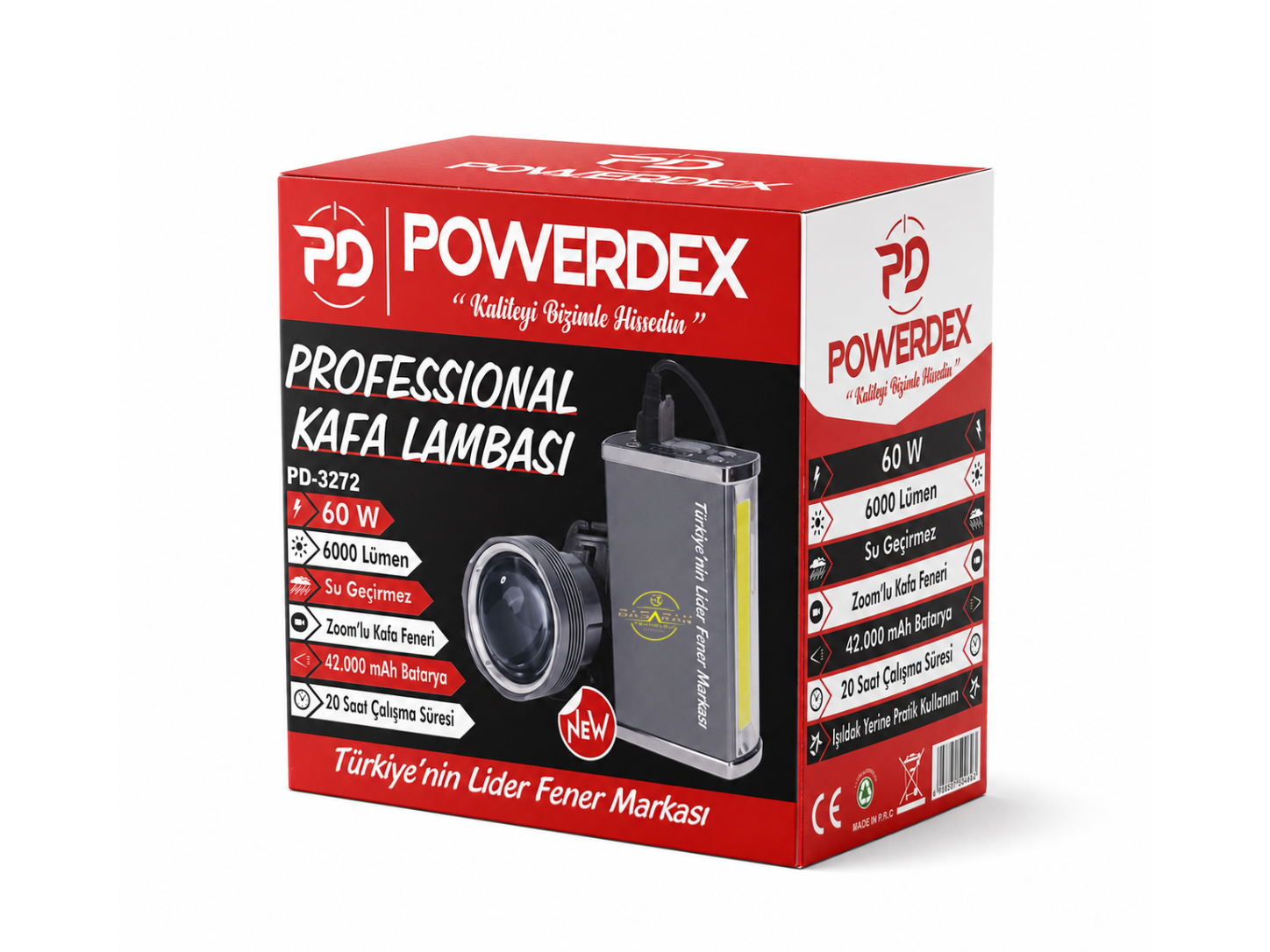 Powerdex PD-3272 60W 6000 Lümen Zoomlu Profesyonel Kafa Lambası