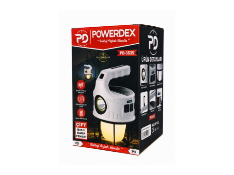 Powerdex PD-3535 Çift Işıklı Solar Şarjlı El Feneri Kamp Lambası