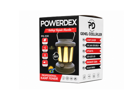 Powerdex PD-530 Profesyonel Solar ve Şarjlı LED Kamp Lambası