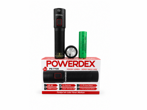 Powerdex Pd-7700 3000 LÜMEN 30 W Su Geçirmez Süper Yakıcı Güç El Feneri Siyah