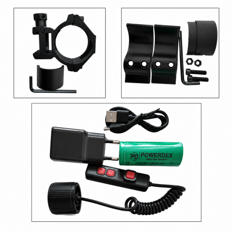 Powerdex PD-615Pro 30W 2400 Lümen Profesyonel Zoomlu El & Tüfek Avcı Feneri