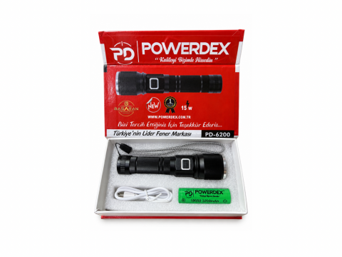 PowerDex PD-6200 1500 Lümen Dijital Ekranlı Zoomlu El Feneri