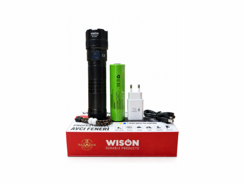 WISON WS-6520 50W 5000 Lümen 3 Renk Modlu Profesyonel Şarjlı El Feneri