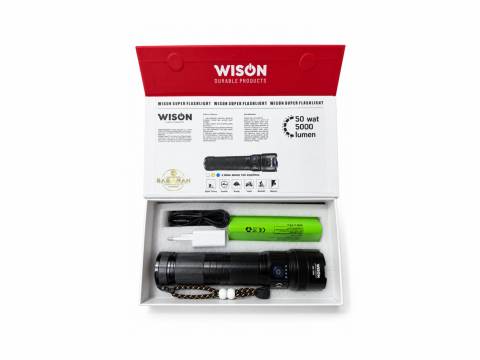 WISON WS-6520 50W 5000 Lümen 3 Renk Modlu Profesyonel Şarjlı El Feneri
