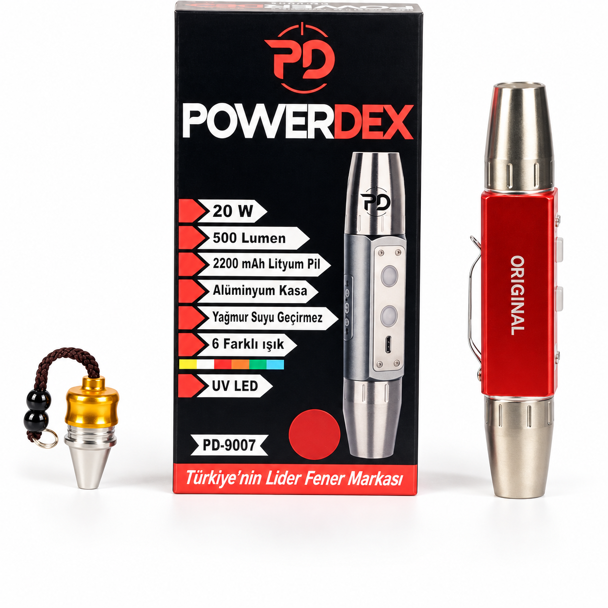 PD-9007 20 Watt 500 Lümen Ultraviyole LED Şarjlı El Feneri