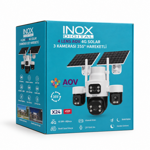Inox X24 6 Motor 4 Kameralı E-simli Solar Güvenlik Kamerası