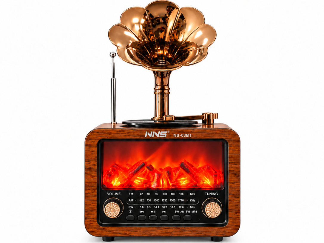 NNS NS-03BT Şömine Görünümlü BT Hoparlör Nostaljik Radyo