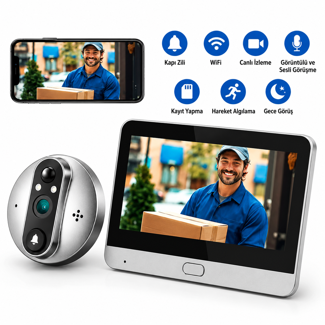 O-KAM OK-105 DOOR Akıllı WiFi Kapı Dürbün Kamerası