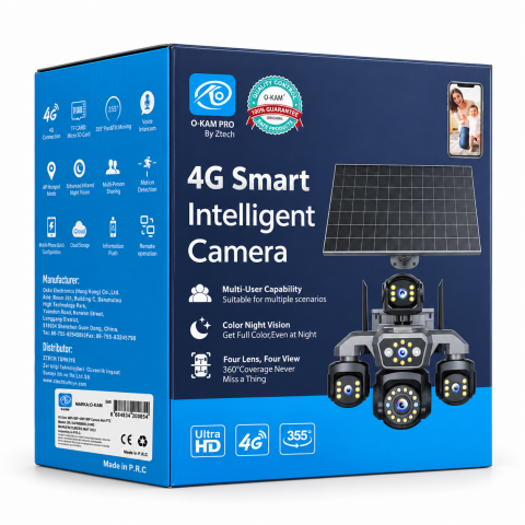 O-KAM Pro OK-340 4 Lens Solar Robot Güvenlik Kamerası