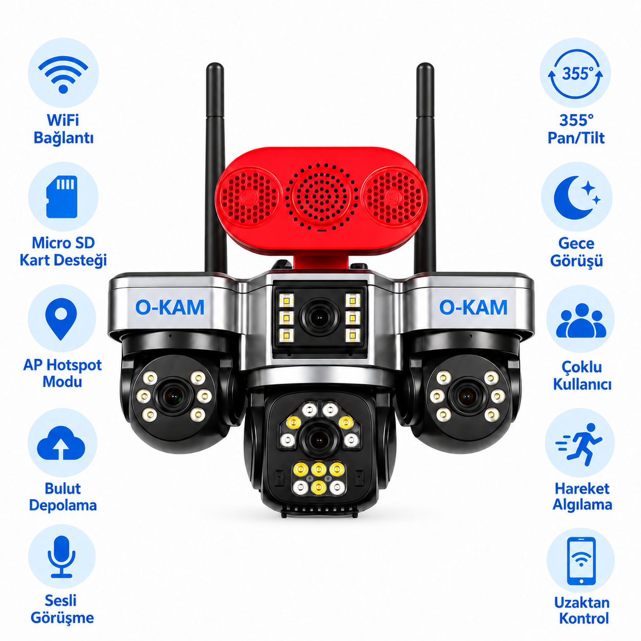O-KAM Pro OK-253 4 Lens WIFI Güvenlik Kamerası