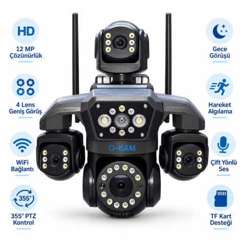 O-Kam OK-251PREMIUMW 4 Lens Wifi Ptz Kamera